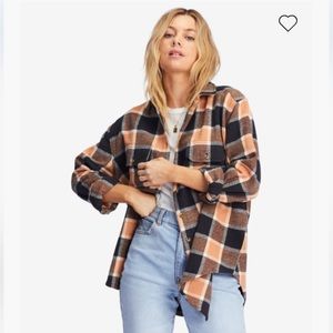 Billabong So Stoked Oversized Button-Down Flannel Shirt.NWT.size Medium